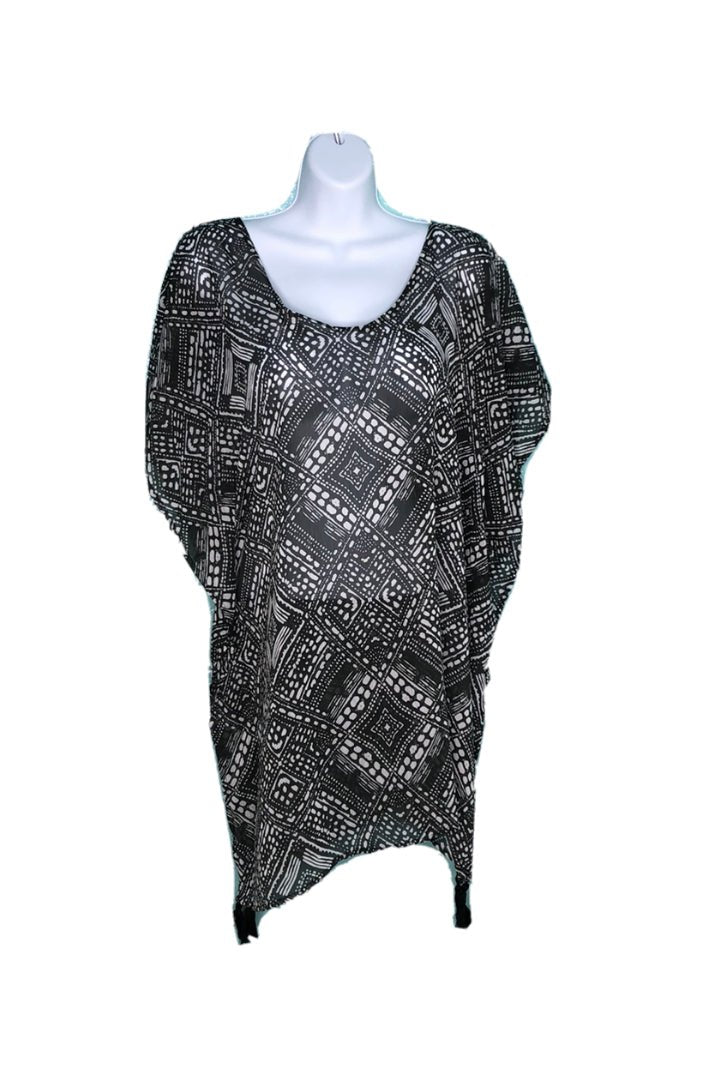 Women's Adult Beach Dress Gray Gypsy Pattern Medium/Large - Tribal Coast ArtDress