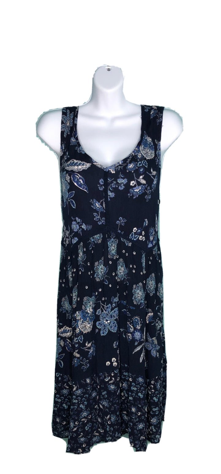 Women's Adult Floral Pattern Dress Blue Small Size - Tribal Coast Artdress